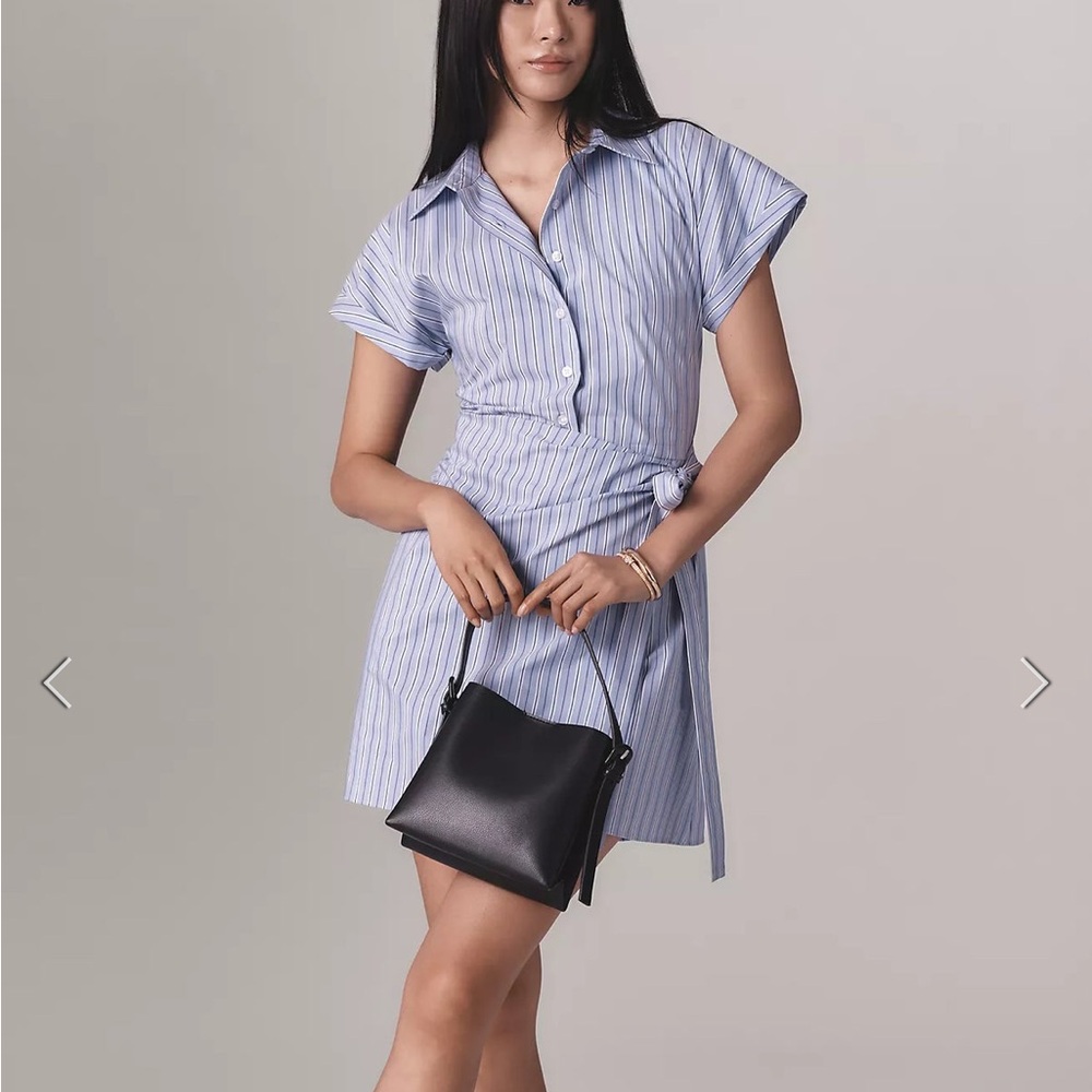 MAVE BUTTON-FRONT WRAP MINI SHIRT DRESS Maeve Anthropologie